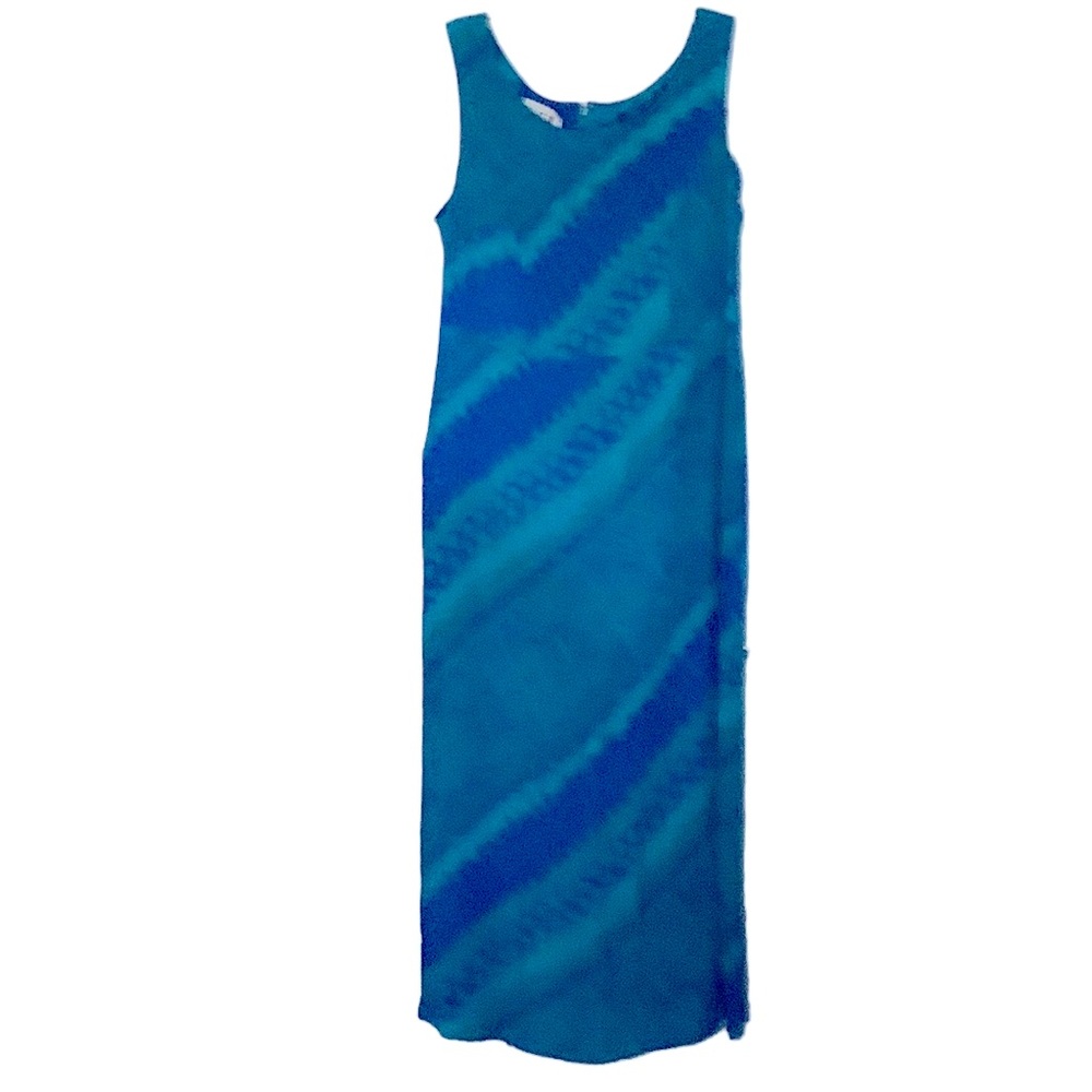 KSL Vintage Karin Stevens Maxi Dress, blue and green print, 16W